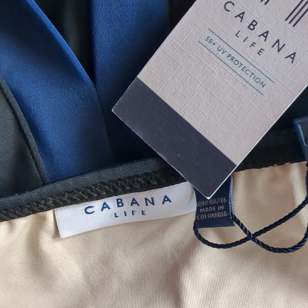 CABABA LIFE Black/Navy Tankini Adjustable Tie Top UPF 50+ NWT - Picture 7 of 17